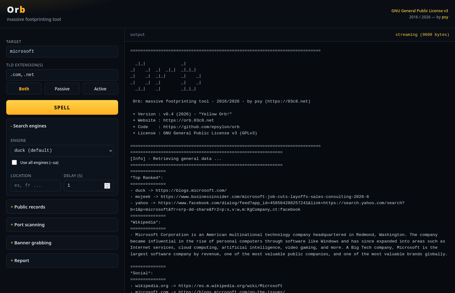 Orb Web GUI